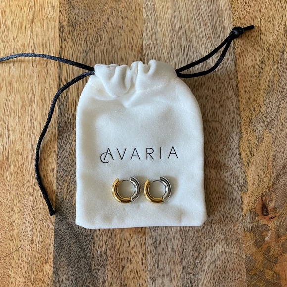 AVARIA EARRINGS - 18k gold plated & silver hoops (water resistant) - Picture 1 of 7